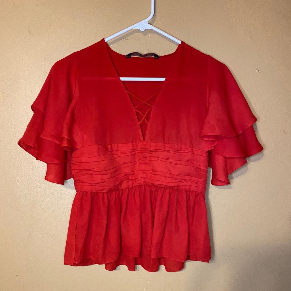 Bright red top